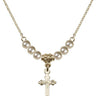 Cross Crystal Necklace | 5/8 inch | 4mm Beads   14kt Gold Filled