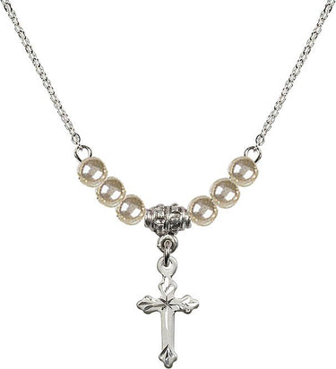Plain Cross Crystal Necklace | 5/8 inch | 4mm Beads