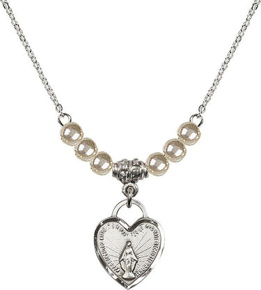 Collar de cristal con la Medalla Milagrosa y corazón | 1.6 cm | Cuentas de 4 mm