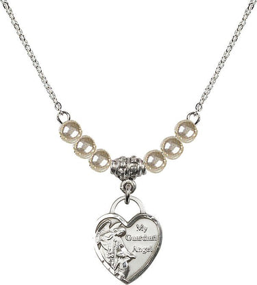 Collar de cristal con corazón de ángel de la guarda | 1,5 cm | Cuentas de 4 mm | N21-3402