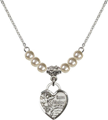 Collar de cristal en forma de corazón del Arcángel San Miguel | 1,6 cm | N21-3403