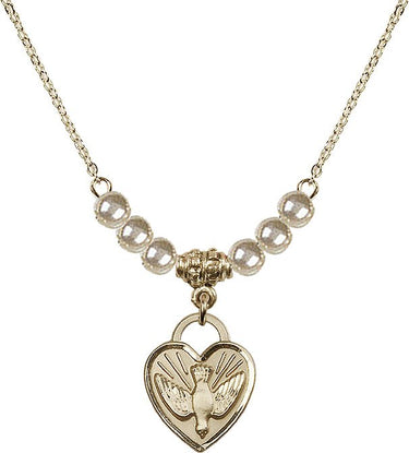 Sterling Confirmation Heart Crystal Necklace | 5/8 inch | 4mm Beads