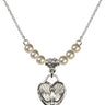 Confirmation Heart Crystal Necklace | 5/8 inch | 4mm Beads   Sterling Silver