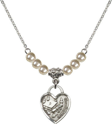 Collar de cristal con corazón de graduación | 1,5 cm | Cuentas de 4 mm | N21-3406