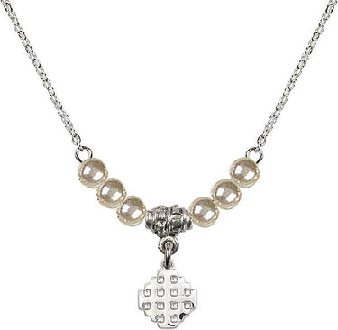 Jerusalem Cross Crystal Necklace | 3/8 inch | 4mm Beads | N21-4118