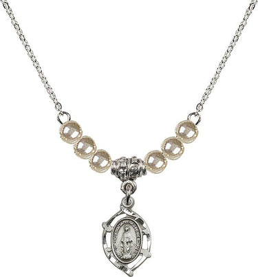 Collar de cristal con cuentas de la Medalla Milagrosa | 5/8 pulgada | Cuentas de 4mm | N21-4152M