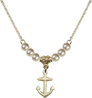 Women's Anchor Crystal Necklace | 1 1/8 inch | 4mm Beads