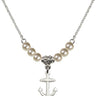 Anchor Crystal Necklace | 1 1/8 inch | 4mm Beads   Sterling Silver