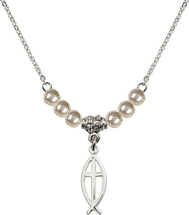 Fish Cross Crystal Necklace | 3/4 inch | 4mm Beads | N21-4251