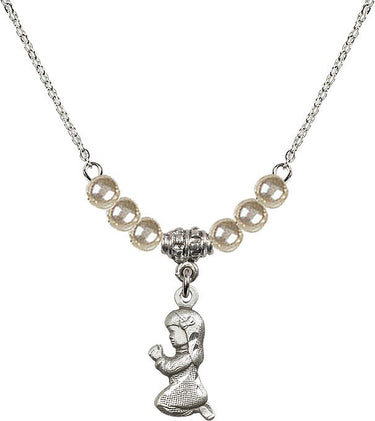 Women's Praying Girl Crystal Necklace | 5/8 inch | 4mm Beads