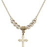 Cross Crystal Necklace | 5/8 inch | 4mm Beads   14kt Gold Filled
