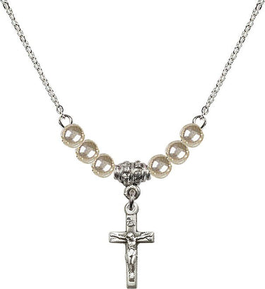 Collar de crucifijo de cristal | 1,5 cm | Cuentas de 4 mm | N21-5417