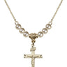 Crucifix Crystal Necklace | 7/8 inch | 4mm Beads   14kt Gold Filled