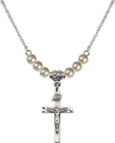 Collar de cristal con crucifijo y cuentas | 2,2 cm | Cuentas de 4 mm | N21-5668