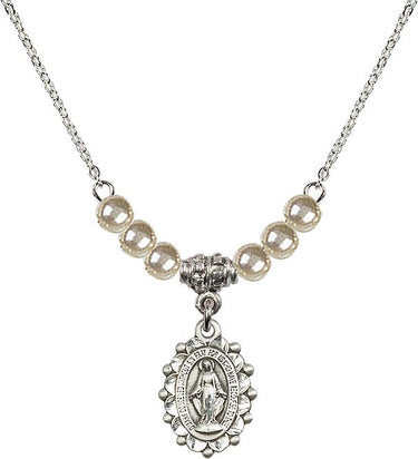 Collar de cristal con cuentas de la Medalla Milagrosa | 5/8 pulgada | Cuentas de 4 mm | N21-6040