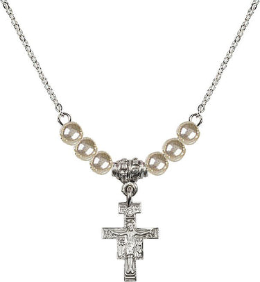 Collar de cristal con crucifijo de San Damiano | 1,5 cm | Cuentas de 4 mm | N21-6078
