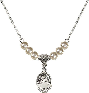 Medalla de Santa María Faustina Collar de Cristal | 1/2 pulgada | Cuentas de 4 mm