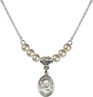 Collar de cristal con medalla de San Maximiliano Kolbe | 1/2 pulgada