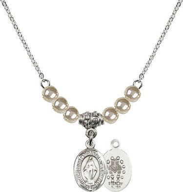 Collar de Cuentas de Cristal con Medalla Milagrosa | 1/2 pulgada | Cuentas de 4mm | N21-9078