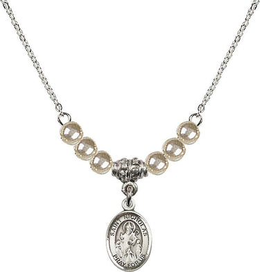 Collar de cristal con la Medalla de San Nicolás | 1/2 pulgada | Cuentas de 4 mm
