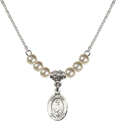 Collar de cristal con medalla de San Luis | 1,27 cm | Cuentas de 4 mm