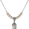 Saint Sebastian Crystal Necklace | 1/2 inch | 4mm Beads   Sterling Silver
