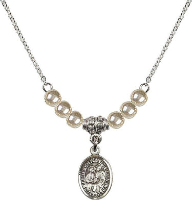 Saints Cosmas & Damian Crystal Necklace | 1/2 inch | 4mm Beads | N21-9132