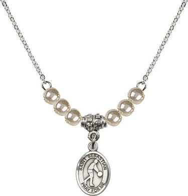 Collar de cristal con balón de baloncesto de San Sebastián | 1,27 cm | Cuentas de 4 mm | N21-9163
