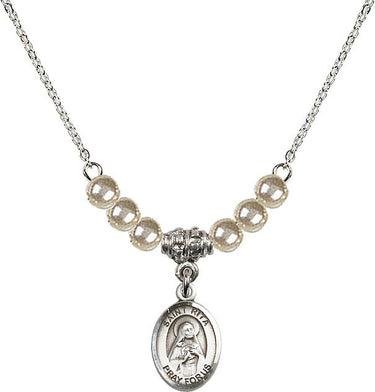Collar de cristal de béisbol de Santa Rita de Casia | 1/2 pulgada | Cuentas de 4 mm