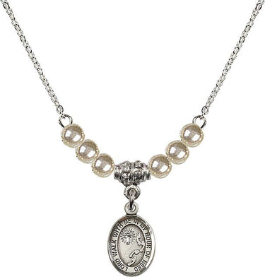 Footprints Cross Crystal Necklace | 1/2 inch | 4mm Beads | N21-9237