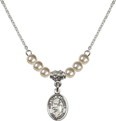 Our Lady of Lourdes Crystal Necklace | 1/2 inch | 4mm Beads | N21-9288