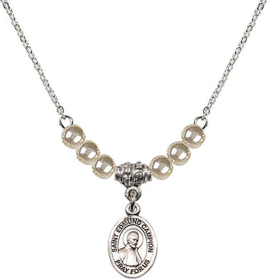 Collar de cristal con la medalla de San Edmundo Campion | 1/2 pulgada | Cuentas de 4 mm