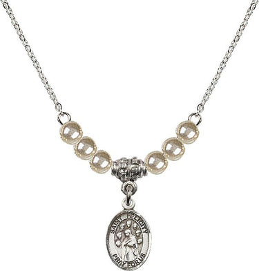 Collar de cristal con medalla de Santa Felicidad | 1,27 cm | Cuentas de 4 mm