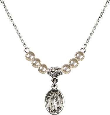 Collar de cristal con la medalla de Santo Tomás Becket | 1,27 cm | Cuentas de 4 mm