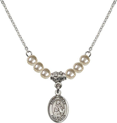 Collar de cristal con medalla de San Gil | 1/2 pulgada | Cuentas de 4 mm