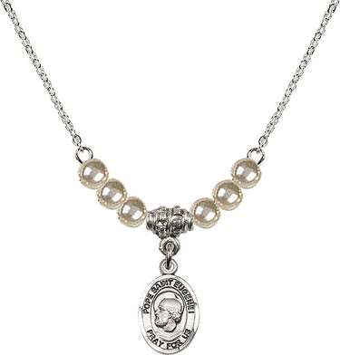 Collar de cristal con medalla del Papa San Eugenio I | 1/2 pulgada | Cuentas de 4 mm