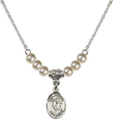 Collar de cristal con medalla de San Dunstan | 1/2 pulgada | Cuentas de 4 mm