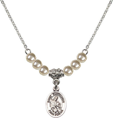 Collar de cristal con medalla de San Eustaquio | 1/2 pulgada | Cuentas de 4 mm
