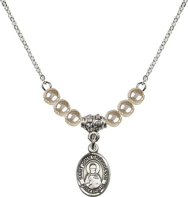 Collar de cristal con medalla de San Juan Crisóstomo | 1/2 pulgada | Cuentas de 4 mm
