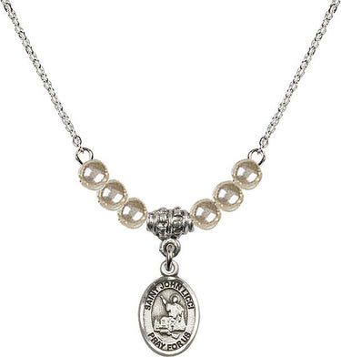 Collar de cristal con medalla de San Juan Licci | 1/2 pulgada | Cuentas de 4 mm