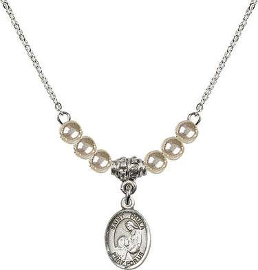 Collar de cristal con medalla de Santa Paula | 1/2 pulgada | Cuentas de 4 mm