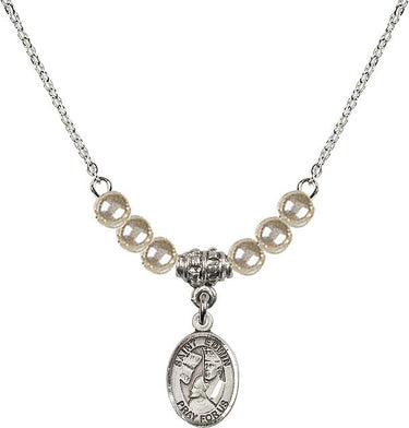 Collar de cristal con medalla de San Edwin | 1/2 pulgada | Cuentas de 4 mm