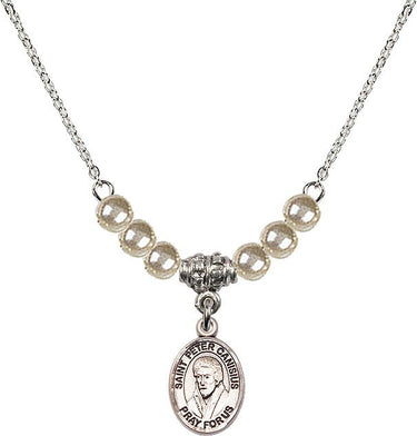 Collar de cristal con la medalla de San Pedro Canisio | 1/2 pulgada | Cuentas de 4 mm
