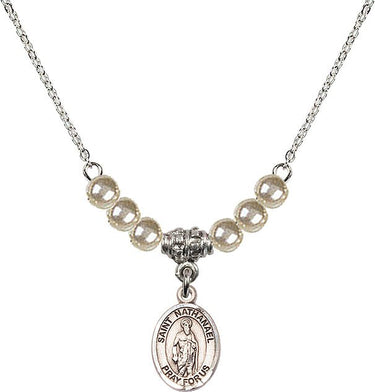 Collar con medalla de cristal de San Natanael | 1/2 pulgada | Cuentas de 4 mm