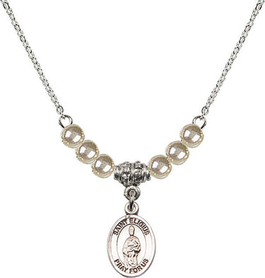 Collar de cristal con la medalla de San Eligio de Noyon | 1/2 pulgada | Cuentas de 4 mm