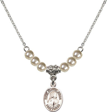 Collar de Cristal con Medalla de Santa Juana Jugan | 1/2 pulgada | Cuentas de 4 mm