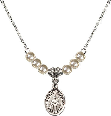 Our Lady of Rosa Mystica Medal Crystal Necklace | 1/2 inch | 4mm Beads
