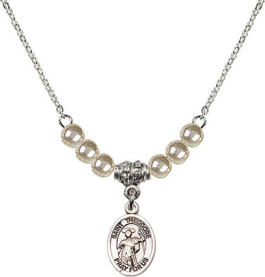 Collar con medalla de cristal de San Teodoro Estratelates | 1/2 pulgada | Cuentas de 4 mm