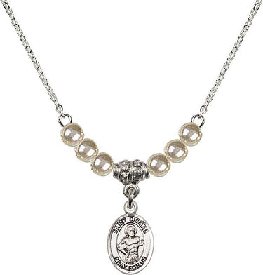 Collar de cristal con medalla de San Dimas | 1/2 pulgada | Cuentas de 4 mm