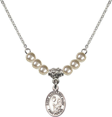 Collar de Cristal con Medalla de Santa Margarita María Alacoque | 1/2 pulgada | Cuentas de 4 mm